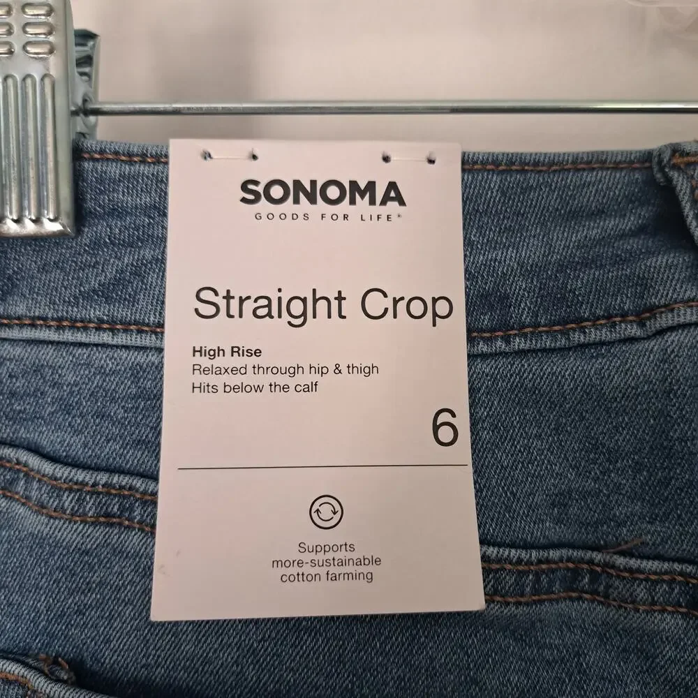 Sonoma Straight Crop High Rise Jeans Blue Denim Size 6 NWT - Picture 7 of 7